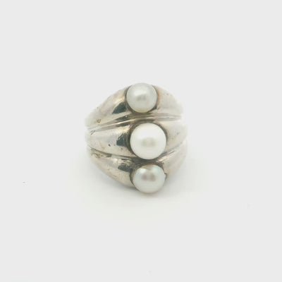 Silver Susanne Belperron Pearl Ring